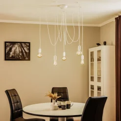 Hengelampe Spider i hvit, 5 lyskilder