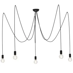 Hengelampe Spider i svart, 5 lyskilder