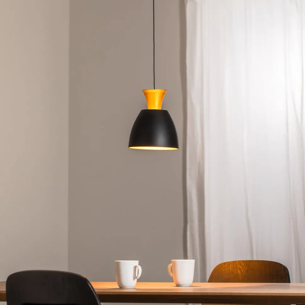 Hengelampe Studio Line 51229, svart/messing, Ø 20 cm