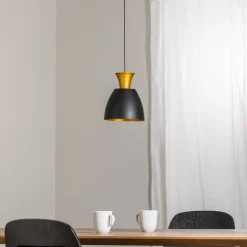 Hengelampe Studio Line 51229, svart/messing, Ø 20 cm