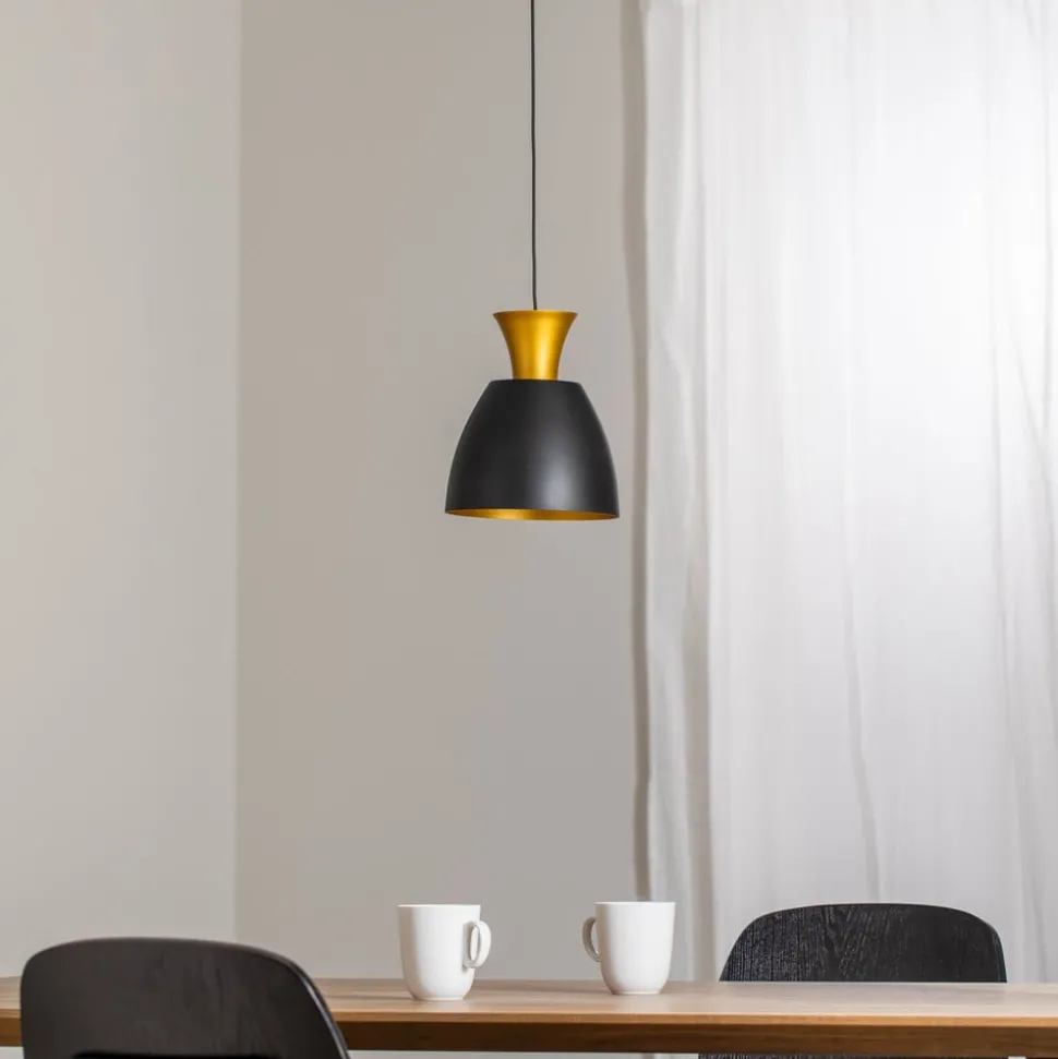 Hengelampe Studio Line 51229, svart/messing, Ø 20 cm