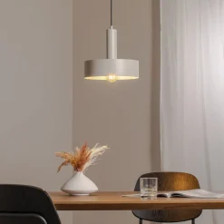 Hengelampe Vitrum rund, taupe, sylindrisk, Ø 27 cm