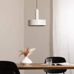 Hengelampe Vitrum rund, taupe, sylindrisk, Ø 27 cm