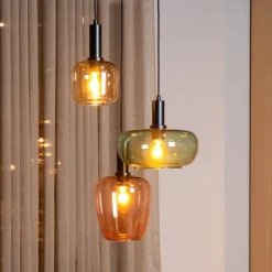 Ilona pendellampe, glass, multifarget, Ø 30 cm, 3 lyskilder