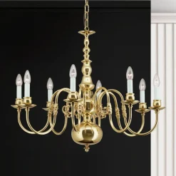 IMKE lysekrone i polert messing med åtte lys