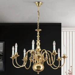 IMKE lysekrone i polert messing med åtte lys