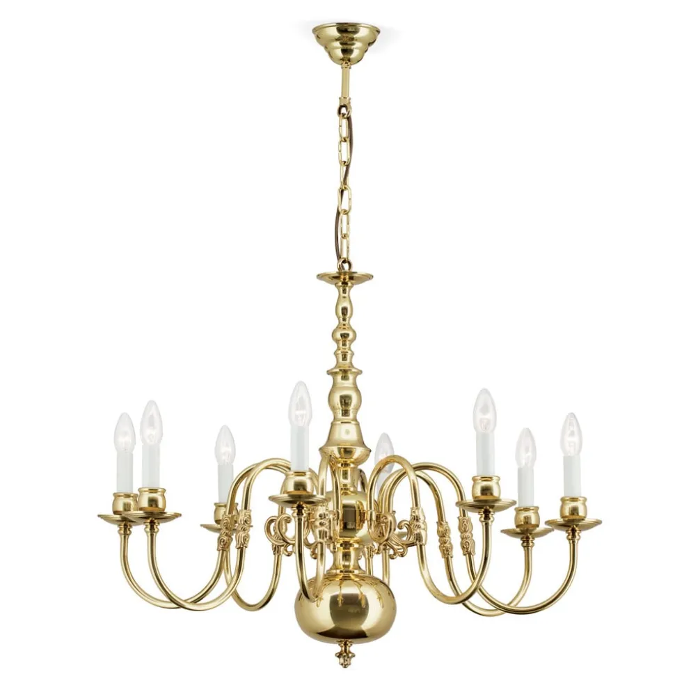 IMKE lysekrone i polert messing med åtte lys