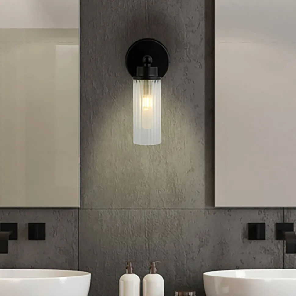 Imperial vegglampe, svart, 1 lyskilde, stål, glass, IP44