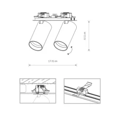 Innbygget takspot Mono Surface II, 2 lyskilder, hvit, GU10
