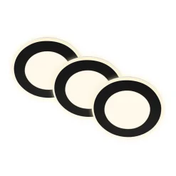 Innfellingslampe Gima, svart, 3000 K, sett med 3 stk