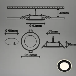 Innfellingslampe Gima, svart, 3000 K, sett med 3 stk