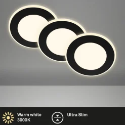 Innfellingslampe Gima, svart, 3000 K, sett med 3 stk