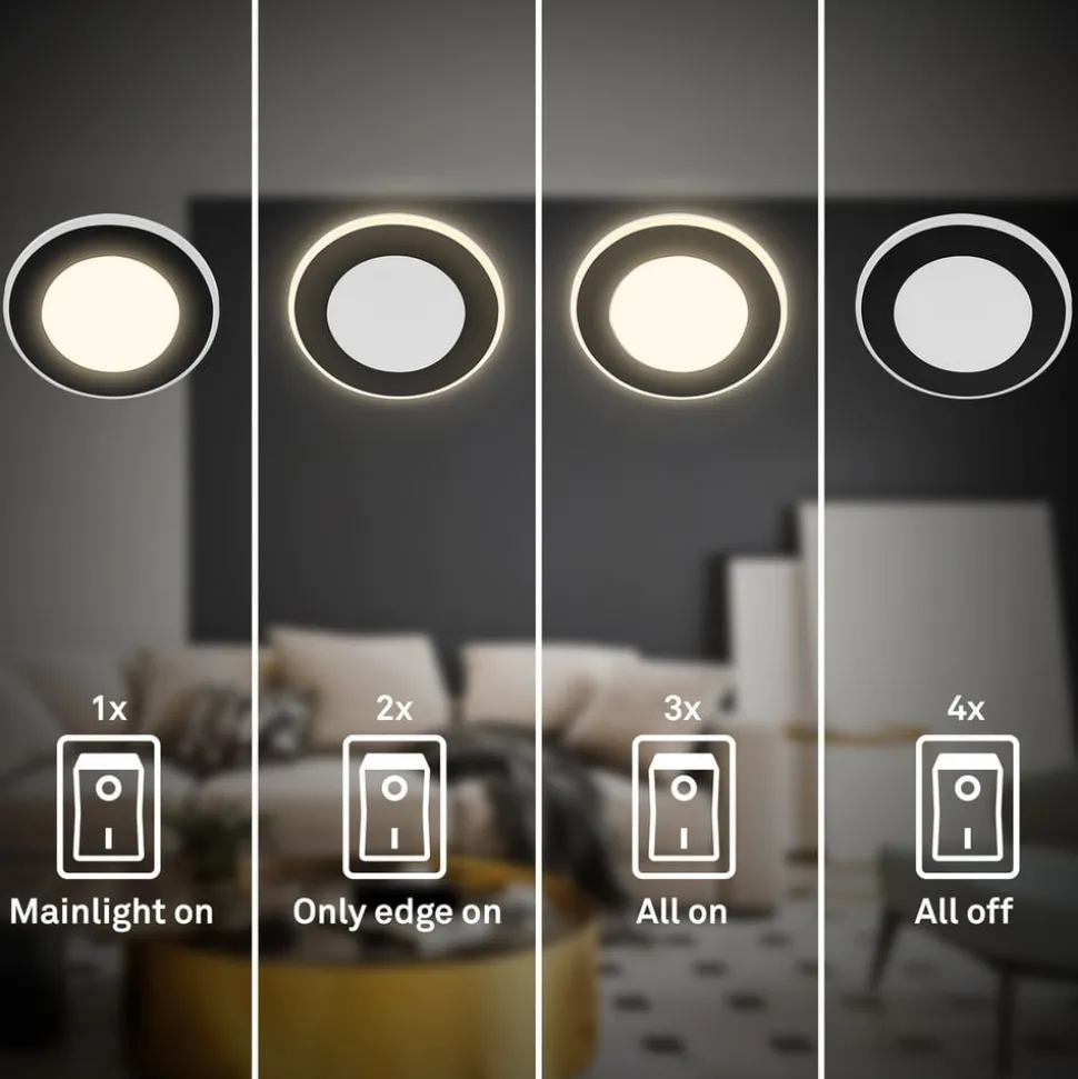 Innfellingslampe Gima, svart, 3000 K, sett med 3 stk