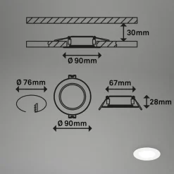 Innfellingslampe Jeft, Ø 9 cm, hvit, sett med 3 stk, av/på, fast