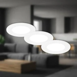 Innfellingslampe Jeft, Ø 9 cm, hvit, sett med 3 stk, av/på, fast