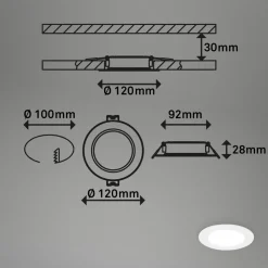 Innfellingslampe Jeft, Ø12 cm, hvit, sett med 3 stk, av/på, stiv