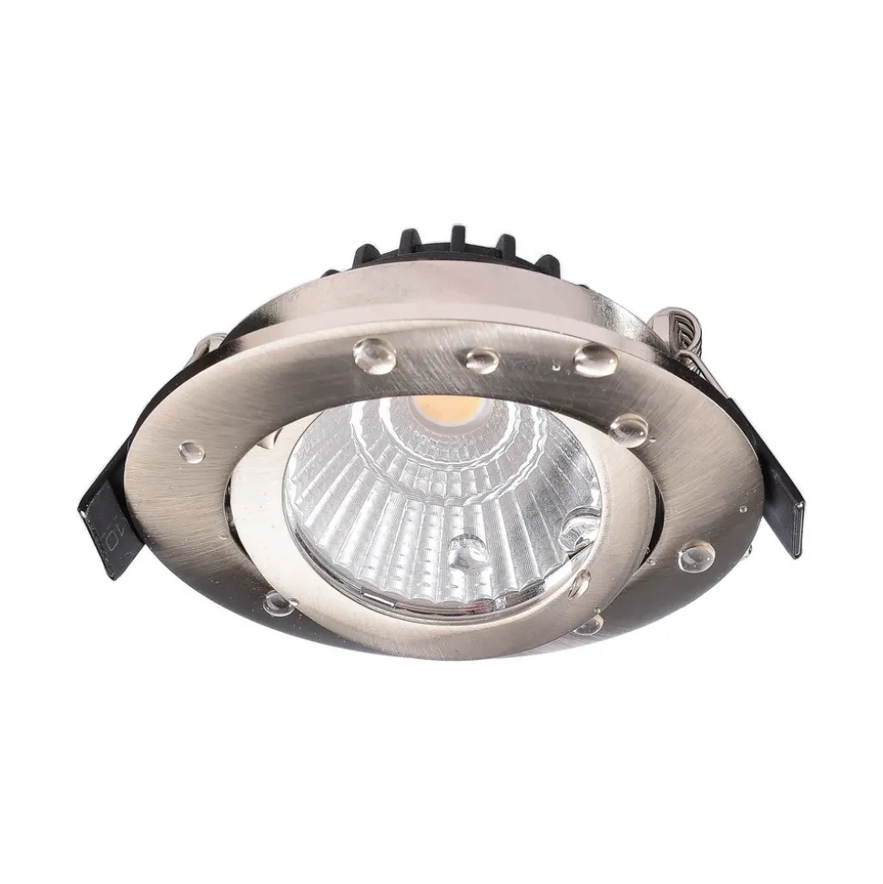 Innfelt taklampe Dione, IP44, 2700 K, nikkel, dimbar