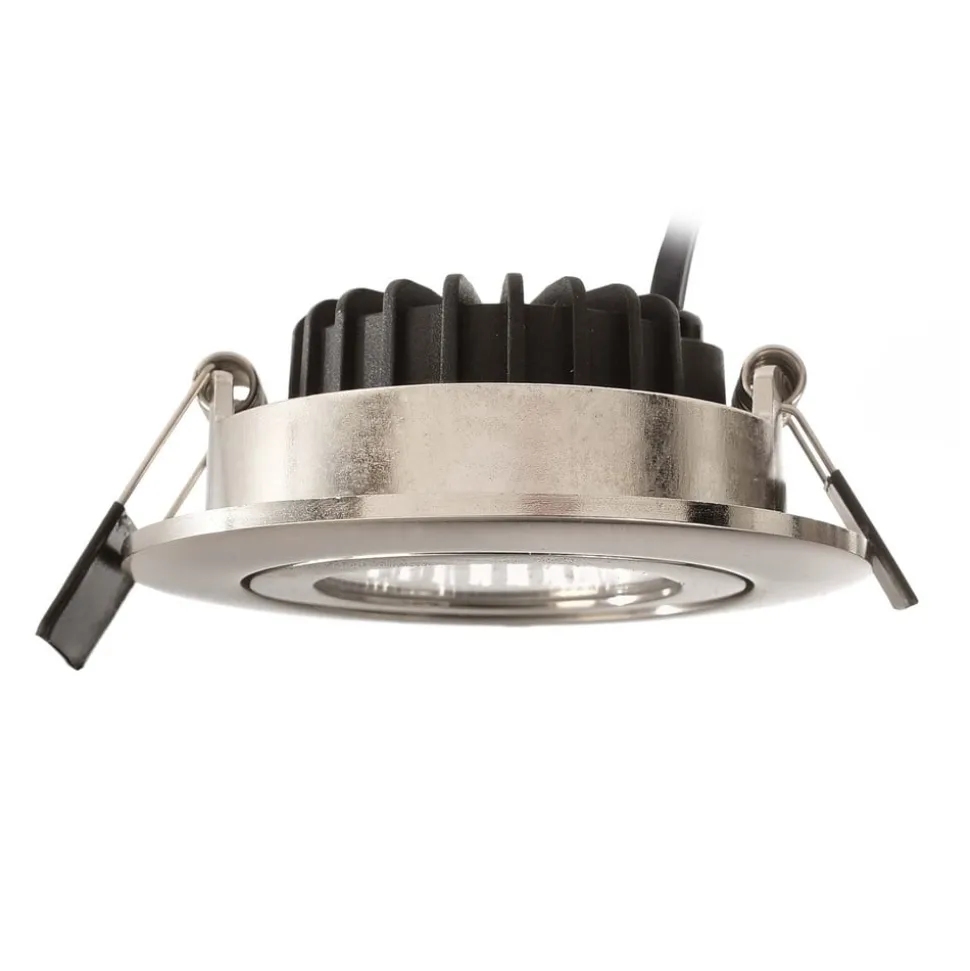 Innfelt taklampe Dione, IP44, 2700 K, nikkel, dimbar