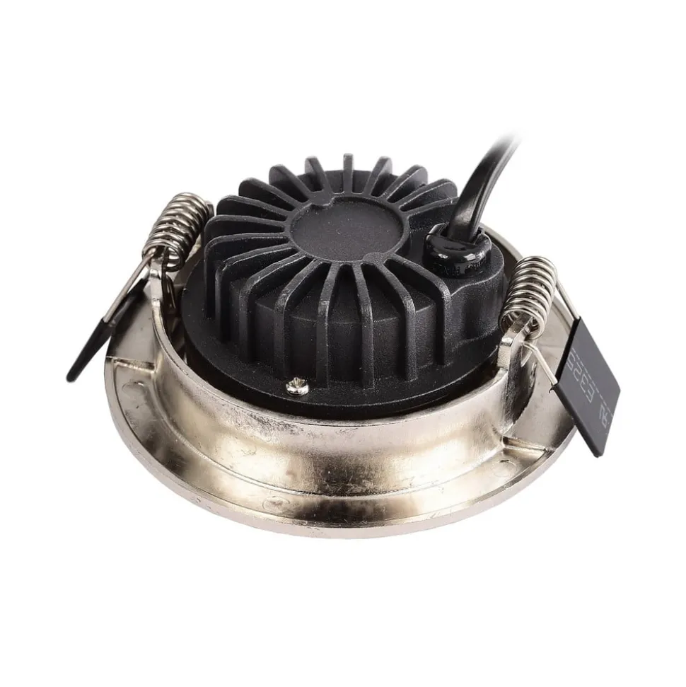 Innfelt taklampe Dione, IP44, 2700 K, nikkel, dimbar