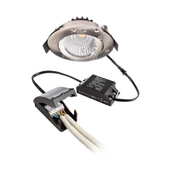 Innfelt taklampe Dione, IP44, 2700 K, nikkel, dimbar