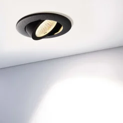 Innfelt taklampe Dione, IP44, 3000 K, svart, dimbar