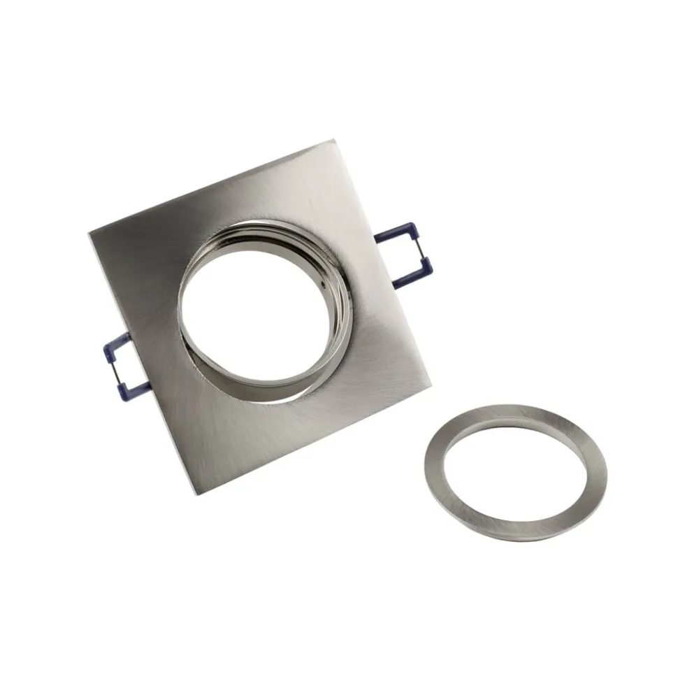 Innfelt taklampe Samsola, børstet sølv, 9 x 9 cm metall