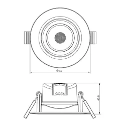 Innfelt taklampe SMD-68-230V, 3 000K, Ø8,5 cm, svart