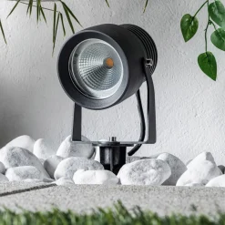 Irina utendørs LED-spot, sett med 3 stk, jordspyd, støpsel, grå