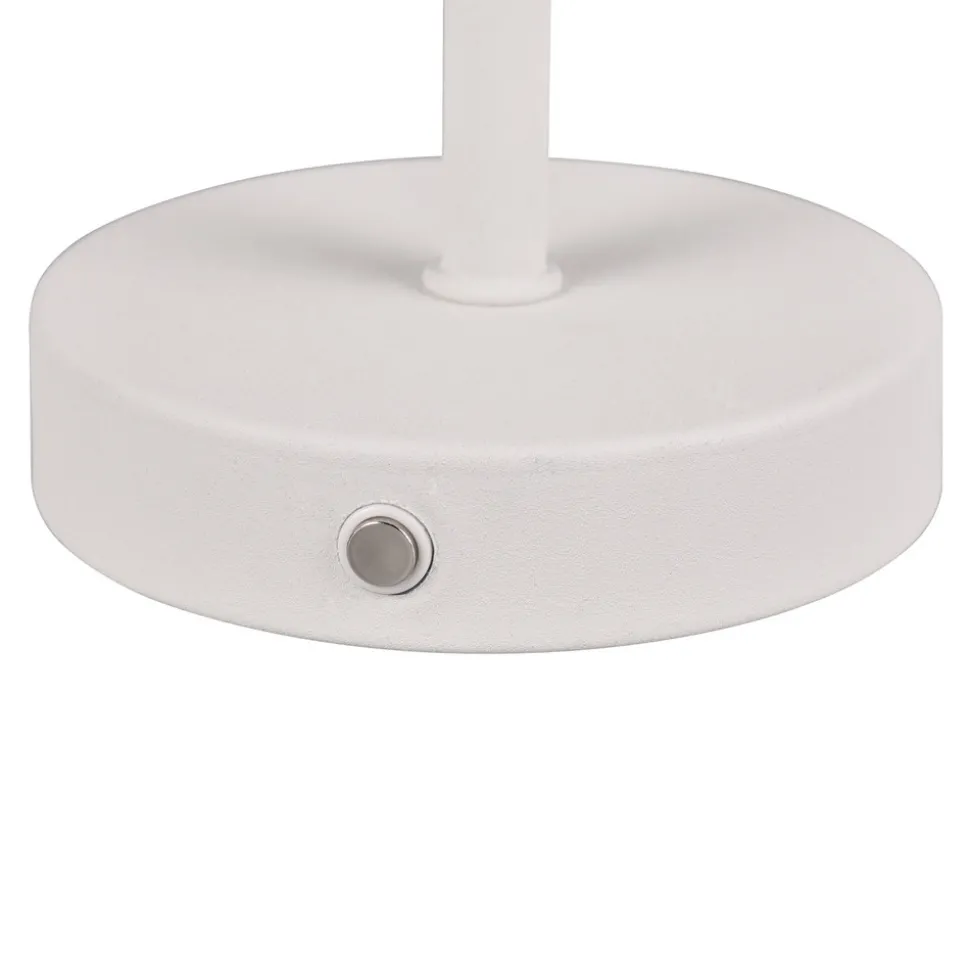 Jeff LED oppladbar bordlampe, matt hvit, høyde 30 cm, metall