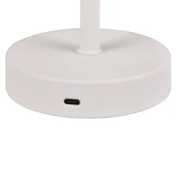 Jeff LED oppladbar bordlampe, matt hvit, høyde 30 cm, metall