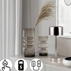 Jeff LED-bordlampe, kromfarget, høyde 30 cm, metall