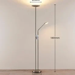 Jonne LED-uplight med lesearm, dimbar, rund