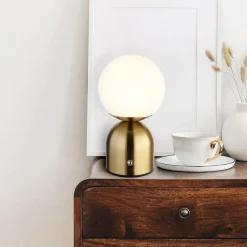 Julsy oppladbar LED-bordlampe, messingfarget, høyde 21 cm, CCT