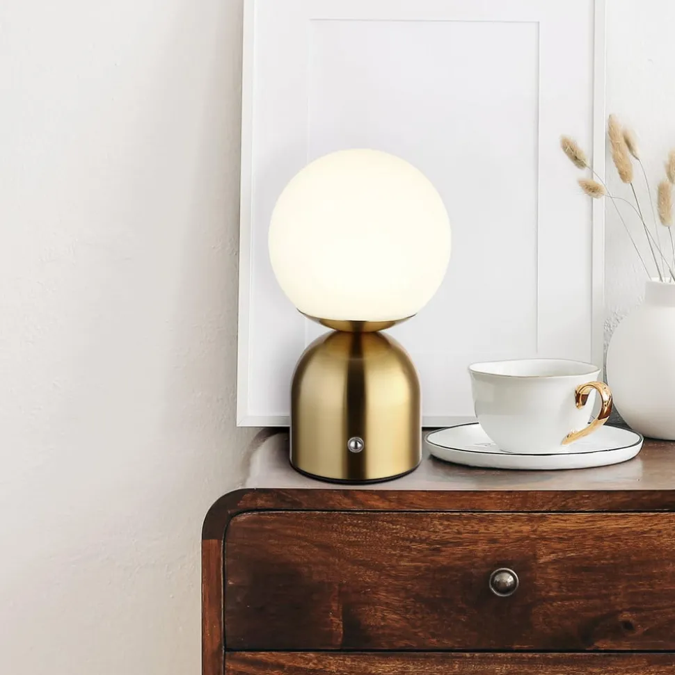 Julsy oppladbar LED-bordlampe, messingfarget, høyde 21 cm, CCT