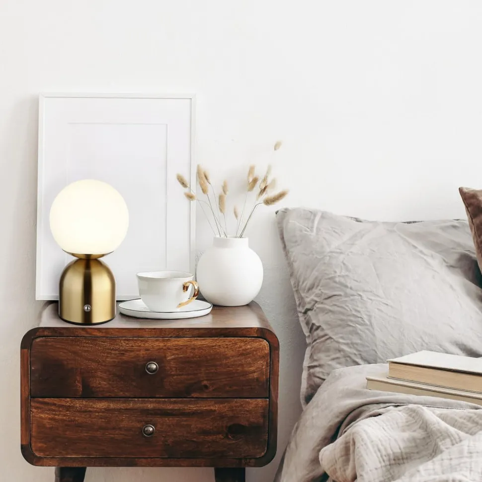 Julsy oppladbar LED-bordlampe, messingfarget, høyde 21 cm, CCT