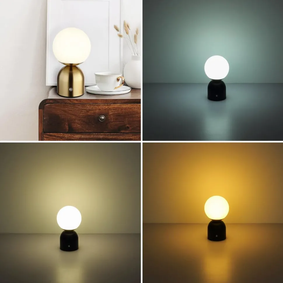 Julsy oppladbar LED-bordlampe, messingfarget, høyde 21 cm, CCT