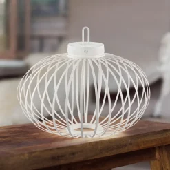 JUST LIGHT. Akuba LED-bordlampe, hvit, 37 cm, bambus