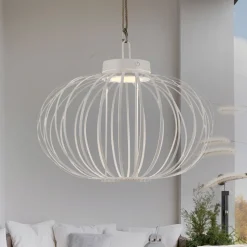 JUST LIGHT. Akuba LED-bordlampe, hvit, 37 cm, bambus