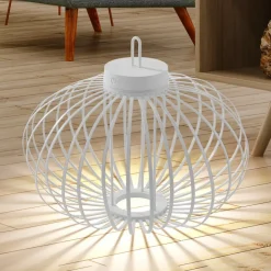 JUST LIGHT. Akuba LED-bordlampe, hvit, 37 cm, bambus