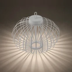 JUST LIGHT. Akuba LED-bordlampe, hvit, 37 cm, bambus