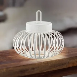 JUST LIGHT. Akuba LED-bordlampe, hvit, 22 cm, bambus