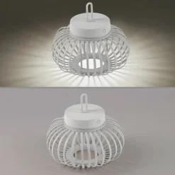 JUST LIGHT. Akuba LED-bordlampe, hvit, 22 cm, bambus