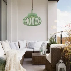 JUST LIGHT. Akuba LED-bordlampe, grønn, 22 cm, bambus