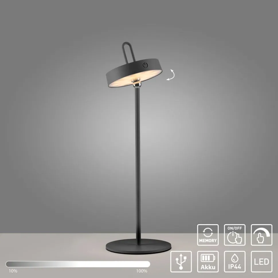 JUST LIGHT. Amag LED-bordlampe, svart, jern, IP44