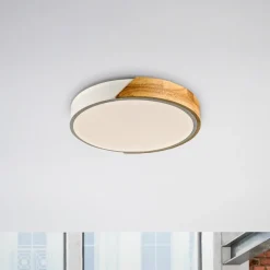 JUST LIGHT. Bila LED taklampe, hvit, Ø 32 cm, tre