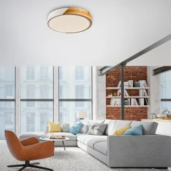 JUST LIGHT. Bila LED taklampe, hvit, Ø 32 cm, tre