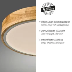 JUST LIGHT. Bila LED taklampe, hvit, Ø 32 cm, tre