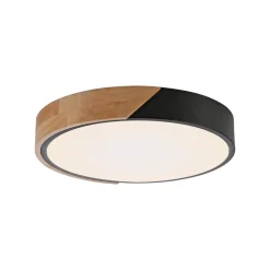 JUST LIGHT. Bila LED taklampe, svart, Ø 32 cm, tre