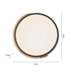 JUST LIGHT. Bila LED taklampe, svart, Ø 32 cm, tre