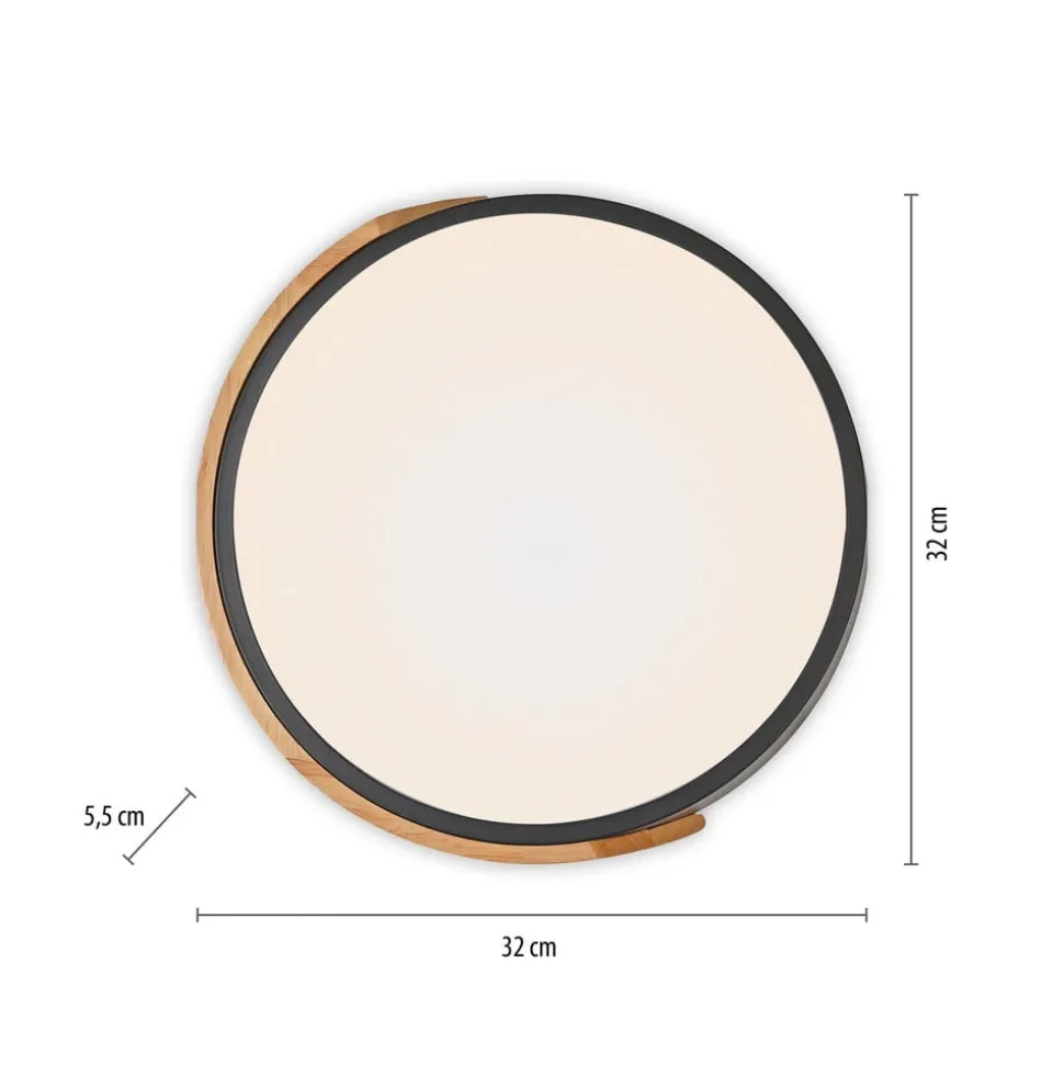 JUST LIGHT. Bila LED taklampe, svart, Ø 32 cm, tre